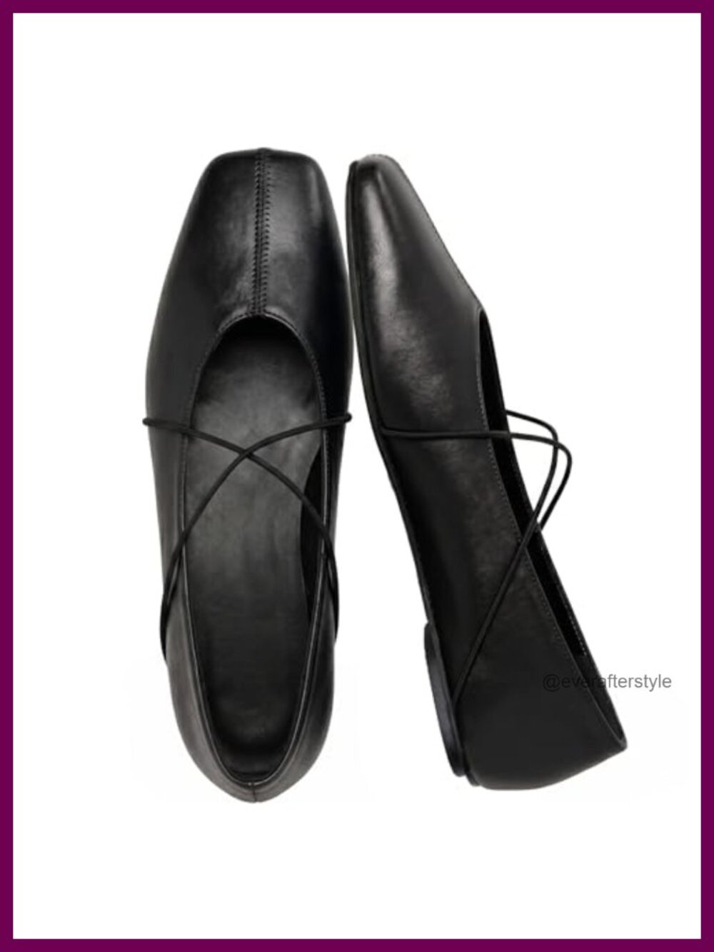Faux Leather Square Toe Ballet Flats Criss Cross Strap Slip On Mary Jane